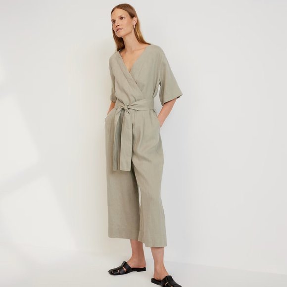 Everlane Linen Cross-Front Jumpsuit (NWT) - Picture 1 of 7